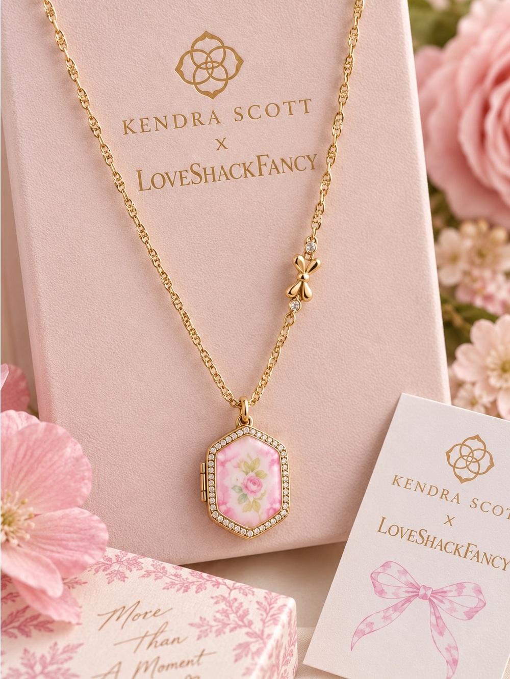 Kendra Scott x LoveShackFancy Daphne Pink Locket Necklace